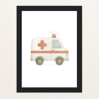 Krankenwagen Poster mit Holzrahmen von tinylearner