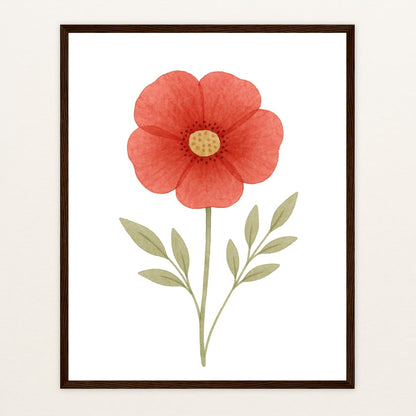 Mohnblume Poster mit Holzrahmen von tinylearner