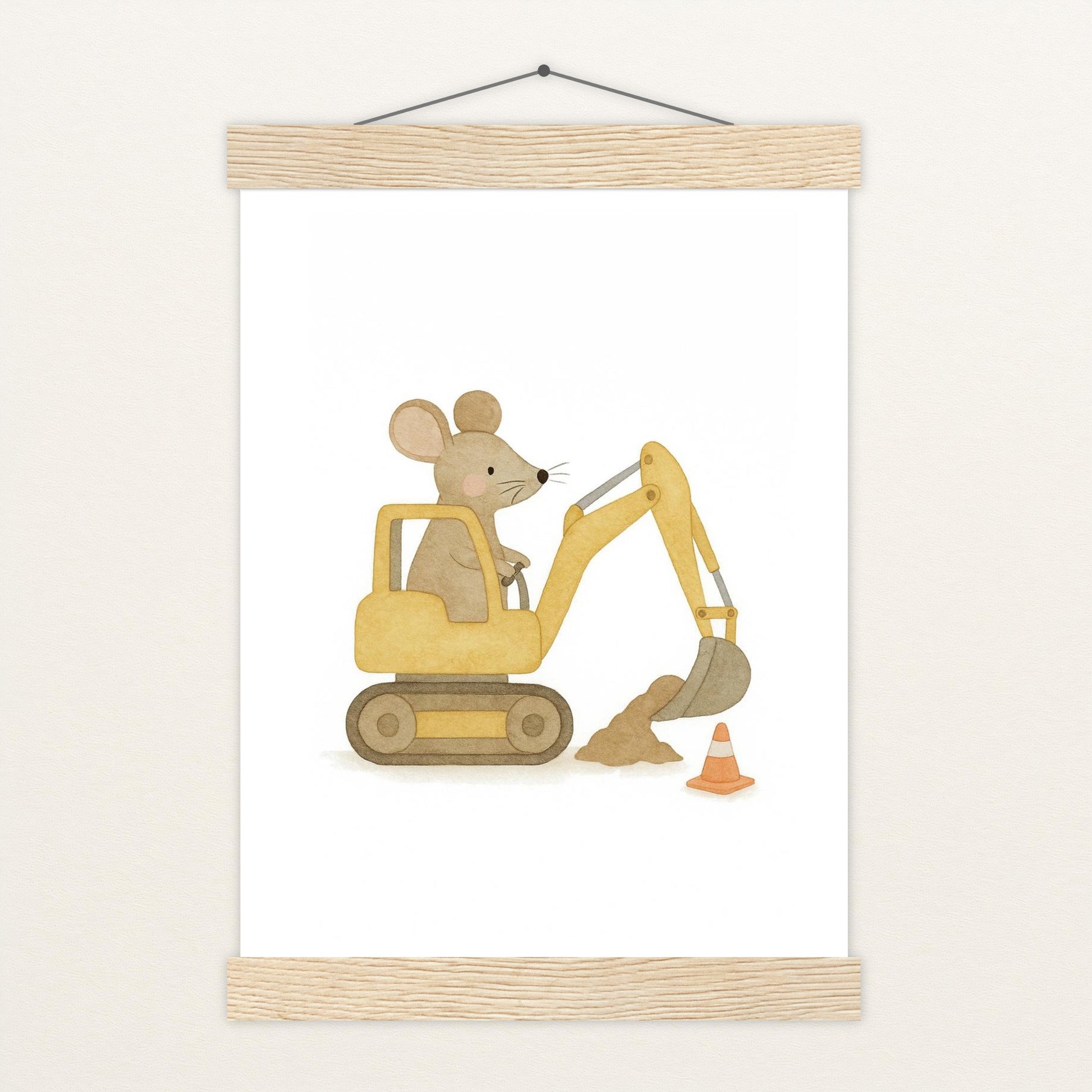 Mimi die Maus - Motiv: "Bagger" Poster mit Leisten von tinylearner