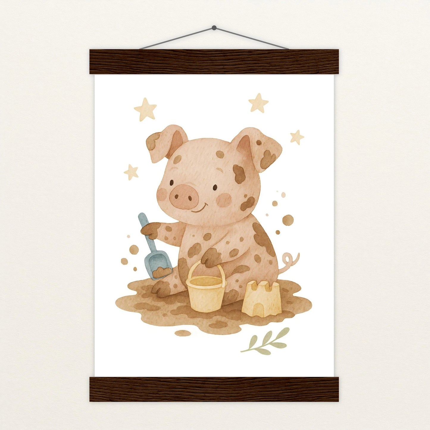 Susi das Schwein - Motiv: "Sandkasten" Poster mit Leisten von tinylearner