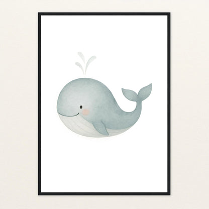 Willi der Wal Poster mit Holzrahmen von tinylearner