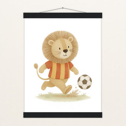 Leo der Löwe - Motiv: "Fußball" Poster mit Leisten von tinylearner