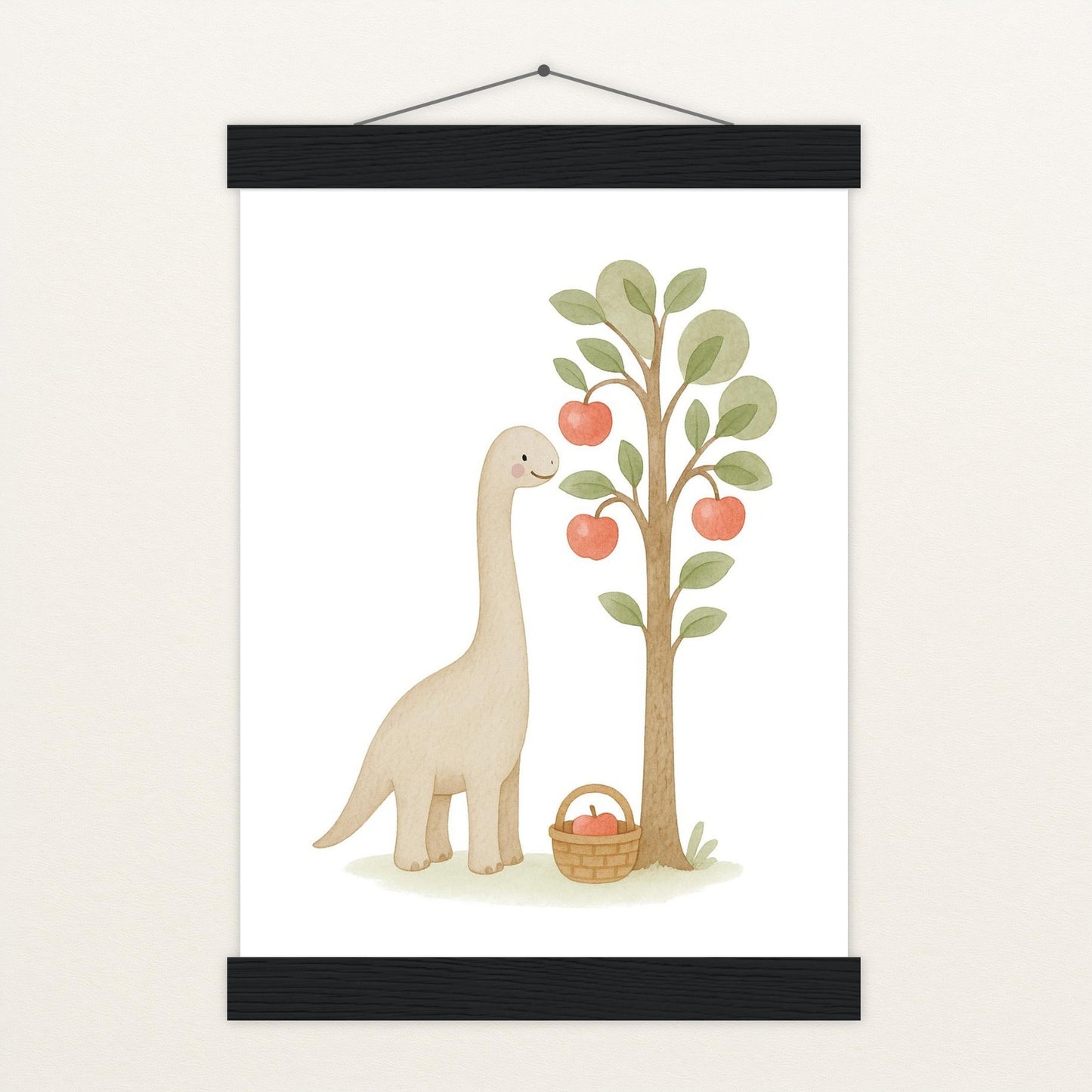 Dinosaurier Brachiosaurus - Motiv: "Apfelbaum" Poster mit Leisten von tinylearner