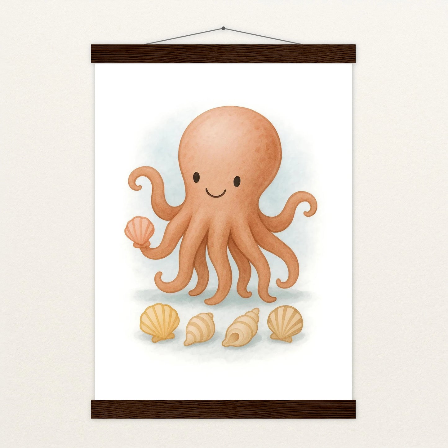 Tilli der Tintenfisch - Motiv: "Muscheln" Poster mit Leisten von tinylearner