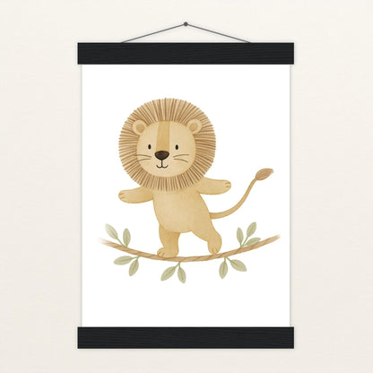 Leo der Löwe - Motiv: "Seiltanz" Poster mit Leisten von tinylearner