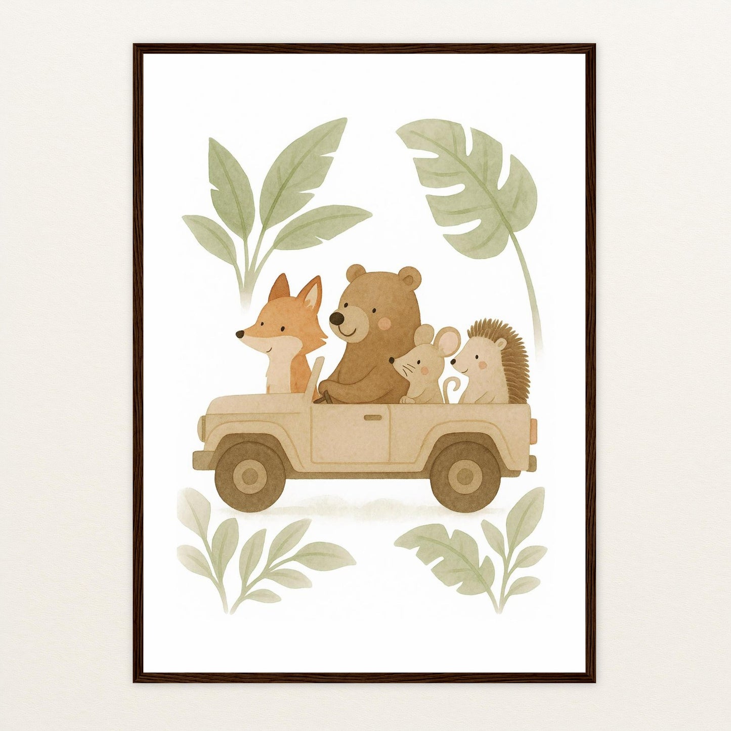Tierfreunde - Motiv: "Safari" Poster mit Holzrahmen von tinylearner