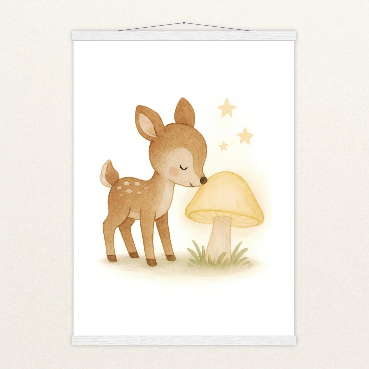 Ria das Reh - Motiv: "Leuchtpilz" Poster mit Leisten von tinylearner