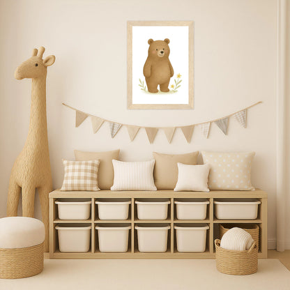 Balu der Bär Poster mit Holzrahmen von tinylearner