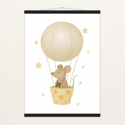 Mimi die Maus - Motiv: "Heißluftballon" Poster mit Leisten von tinylearner