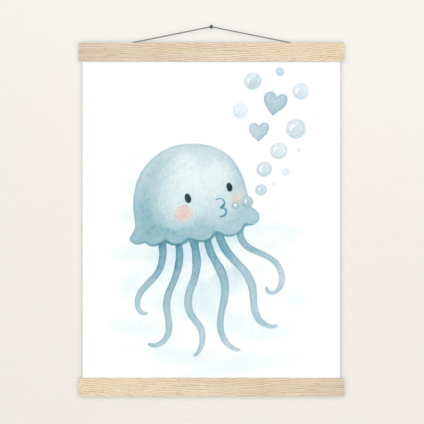 Quinn die Qualle - Motiv: "Luftblasen" Poster mit Leisten von tinylearner
