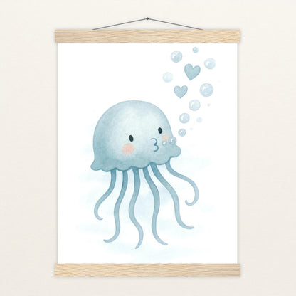 Quinn die Qualle - Motiv: "Luftblasen" Poster mit Leisten von tinylearner