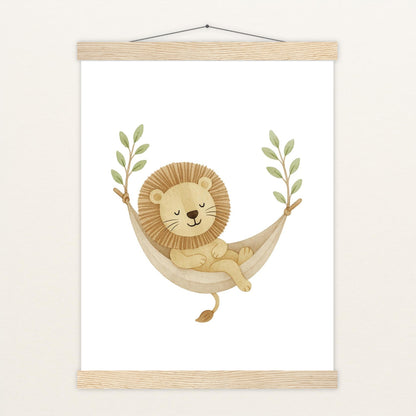 Leo der Löwe - Motiv: "Hängematte" Poster mit Leisten von tinylearner
