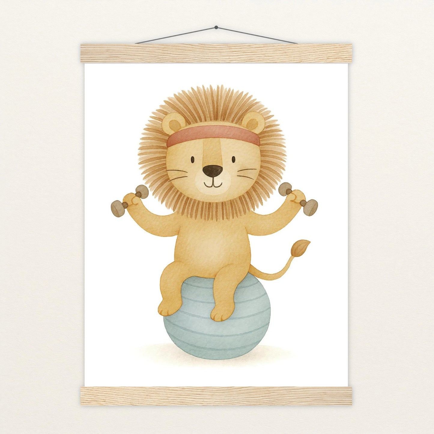 Leo der Löwe - Motiv: "Workout" Poster mit Leisten von tinylearner