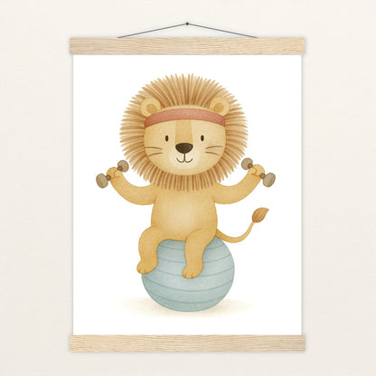 Leo der Löwe - Motiv: "Workout" Poster mit Leisten von tinylearner