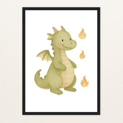 Drax der Drache Poster mit Holzrahmen von tinylearner