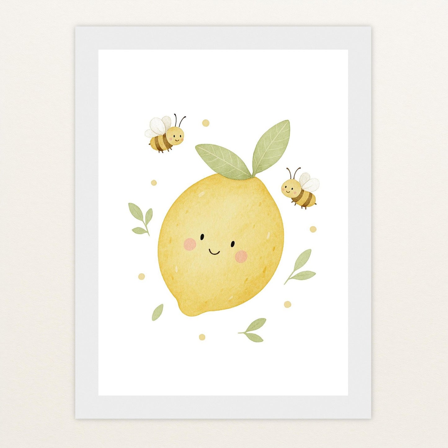 Obst: Zitrone Poster mit Holzrahmen von tinylearner