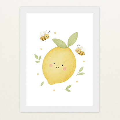 Obst: Zitrone Poster mit Holzrahmen von tinylearner