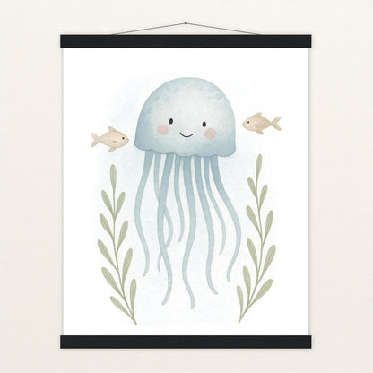 Quinn die Qualle Poster mit Leisten von tinylearner