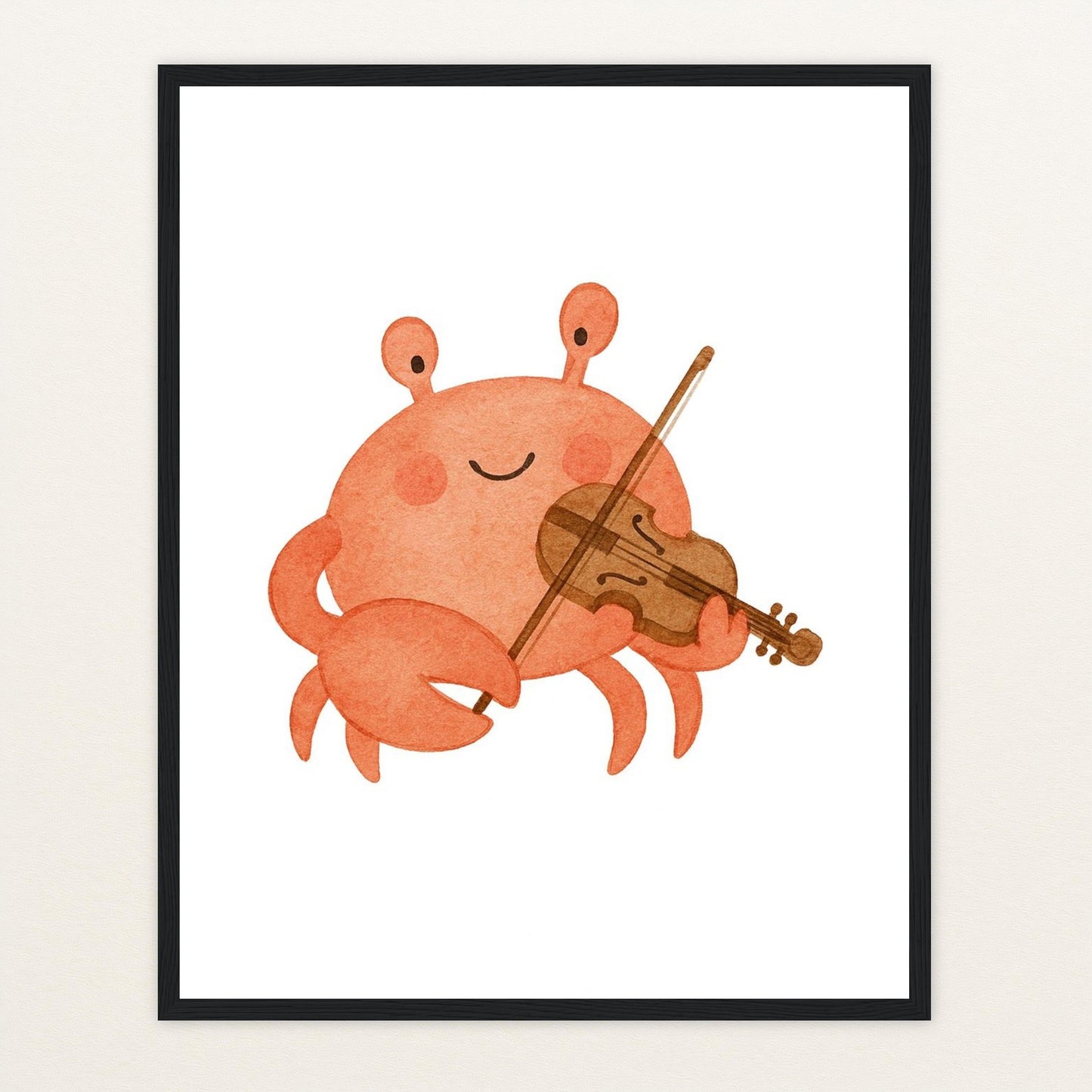 Krabbi der Krebs - Motiv: "Geige" Poster mit Holzrahmen von tinylearner