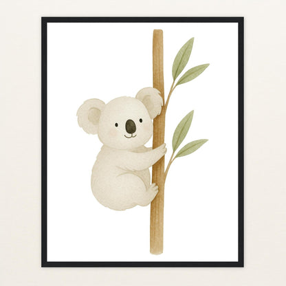 Kori der Koala Poster mit Holzrahmen von tinylearner