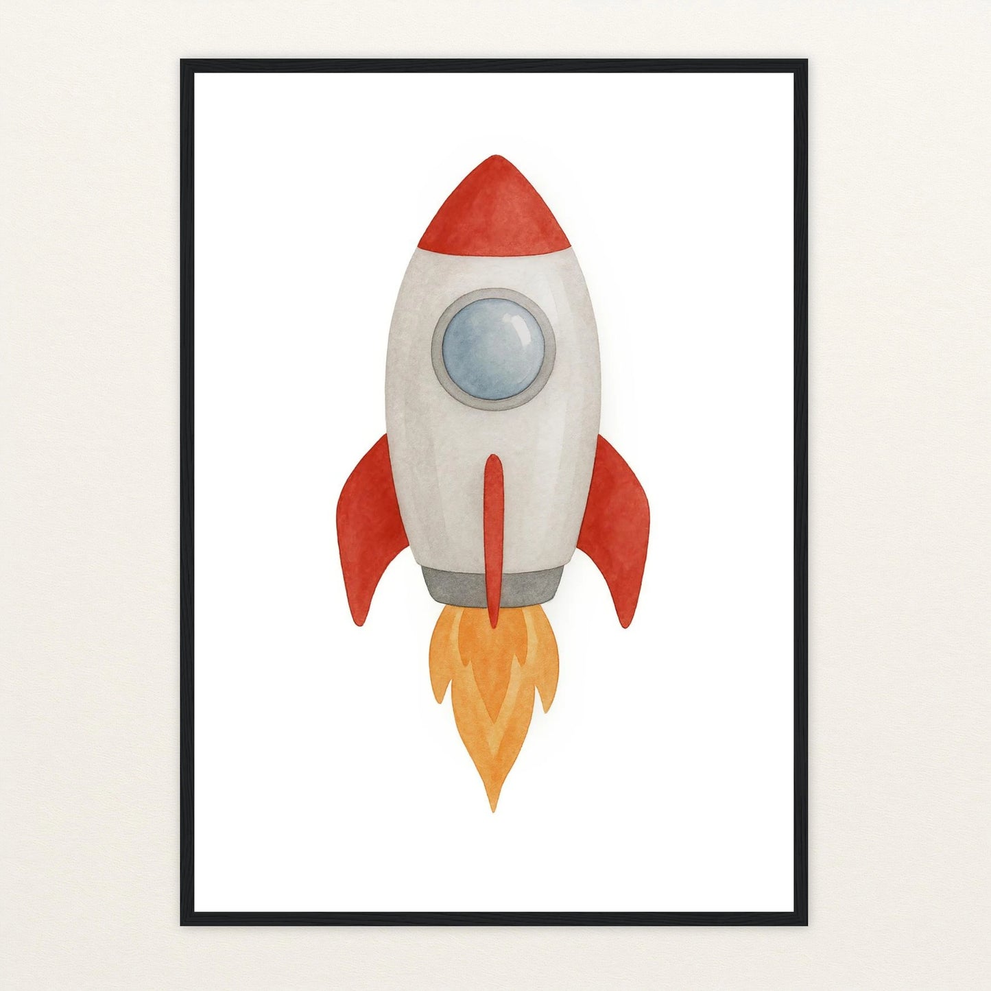Rakete Poster mit Holzrahmen von tinylearner