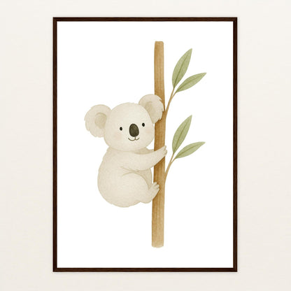 Kori der Koala Poster mit Holzrahmen von tinylearner
