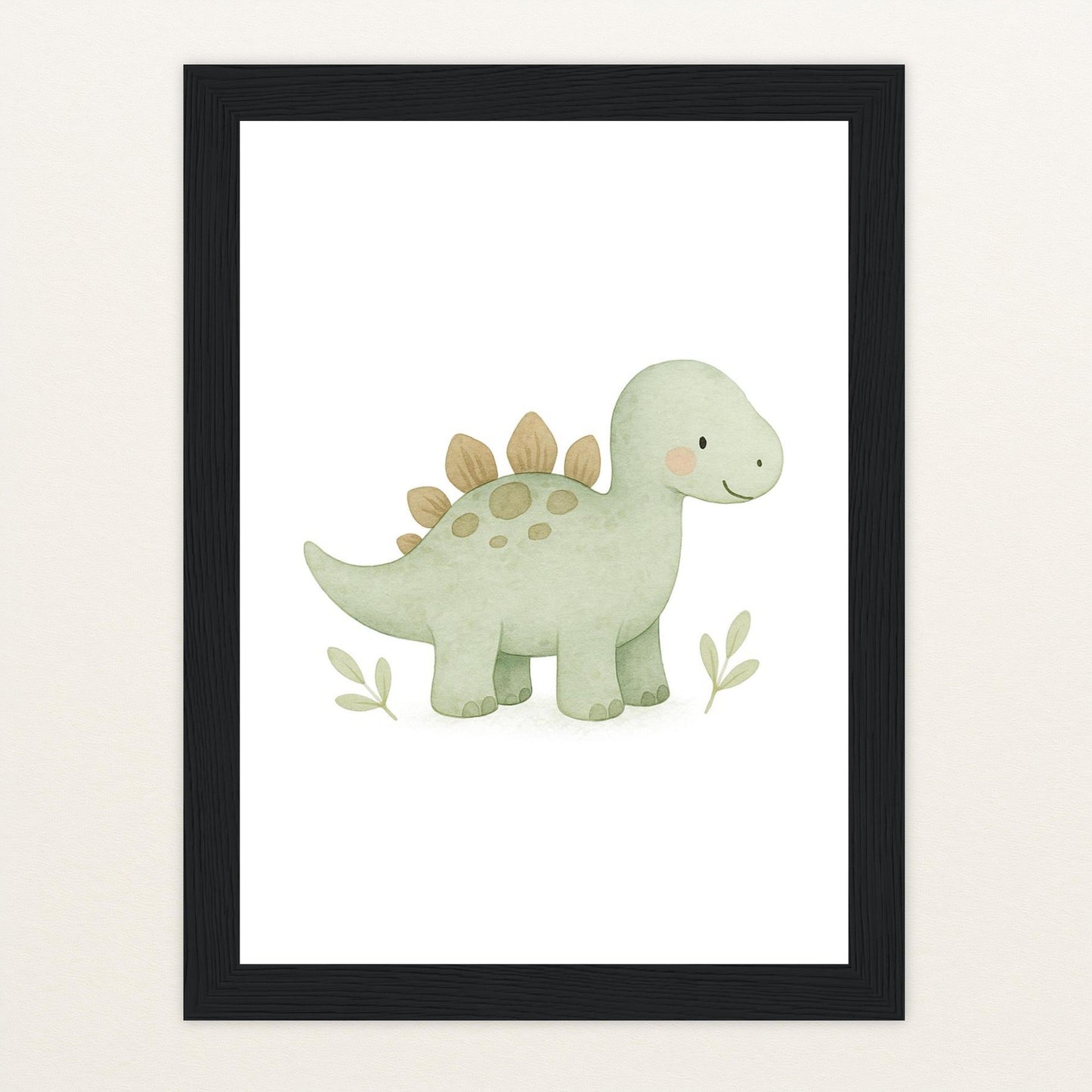 Dinosaurier Stegosaurus Poster mit Holzrahmen von tinylearner