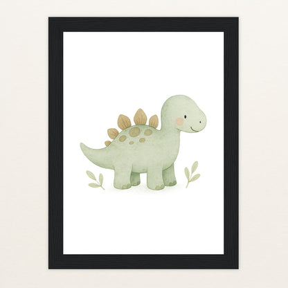 Dinosaurier Stegosaurus Poster mit Holzrahmen von tinylearner