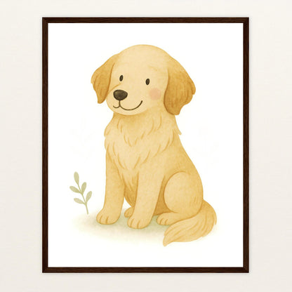 Hugo der Hund Poster mit Holzrahmen von tinylearner