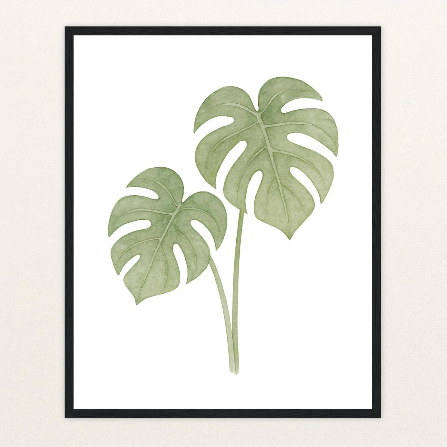 Monstera-Blätter Poster mit Holzrahmen von tinylearner