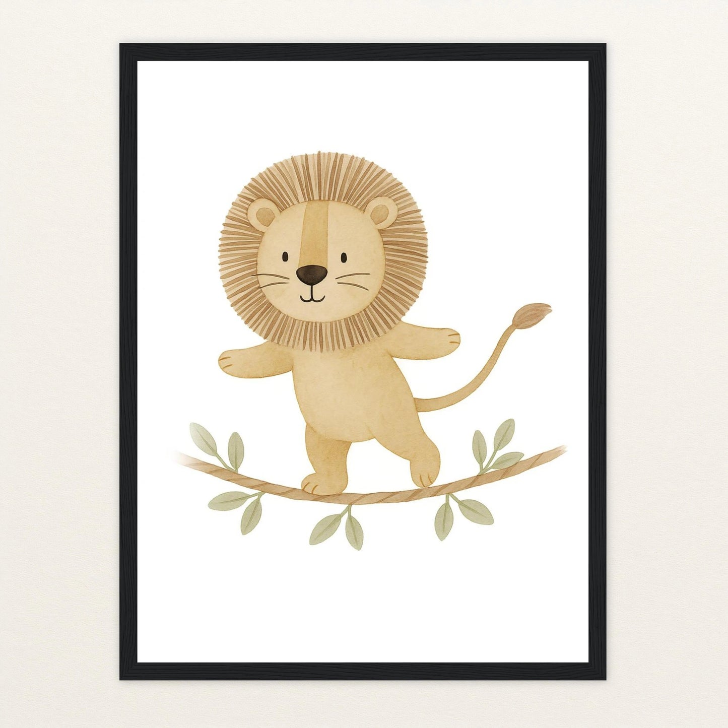 Leo der Löwe - Motiv: "Seiltanz" Poster mit Holzrahmen von tinylearner