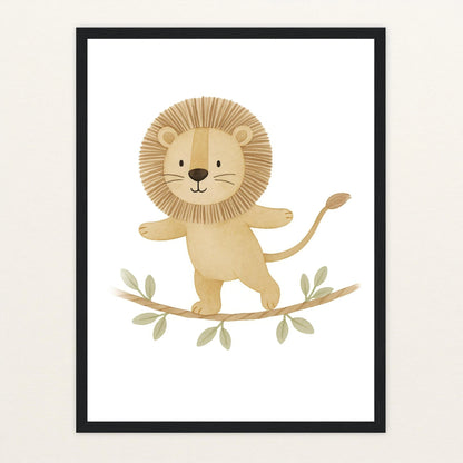 Leo der Löwe - Motiv: "Seiltanz" Poster mit Holzrahmen von tinylearner
