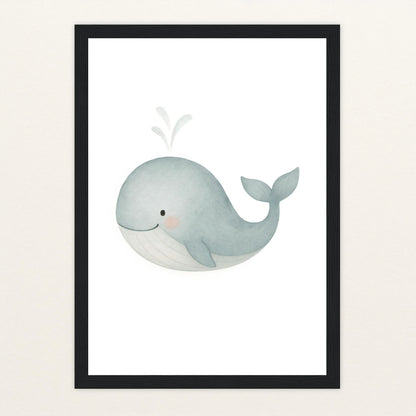 Willi der Wal Poster mit Holzrahmen von tinylearner