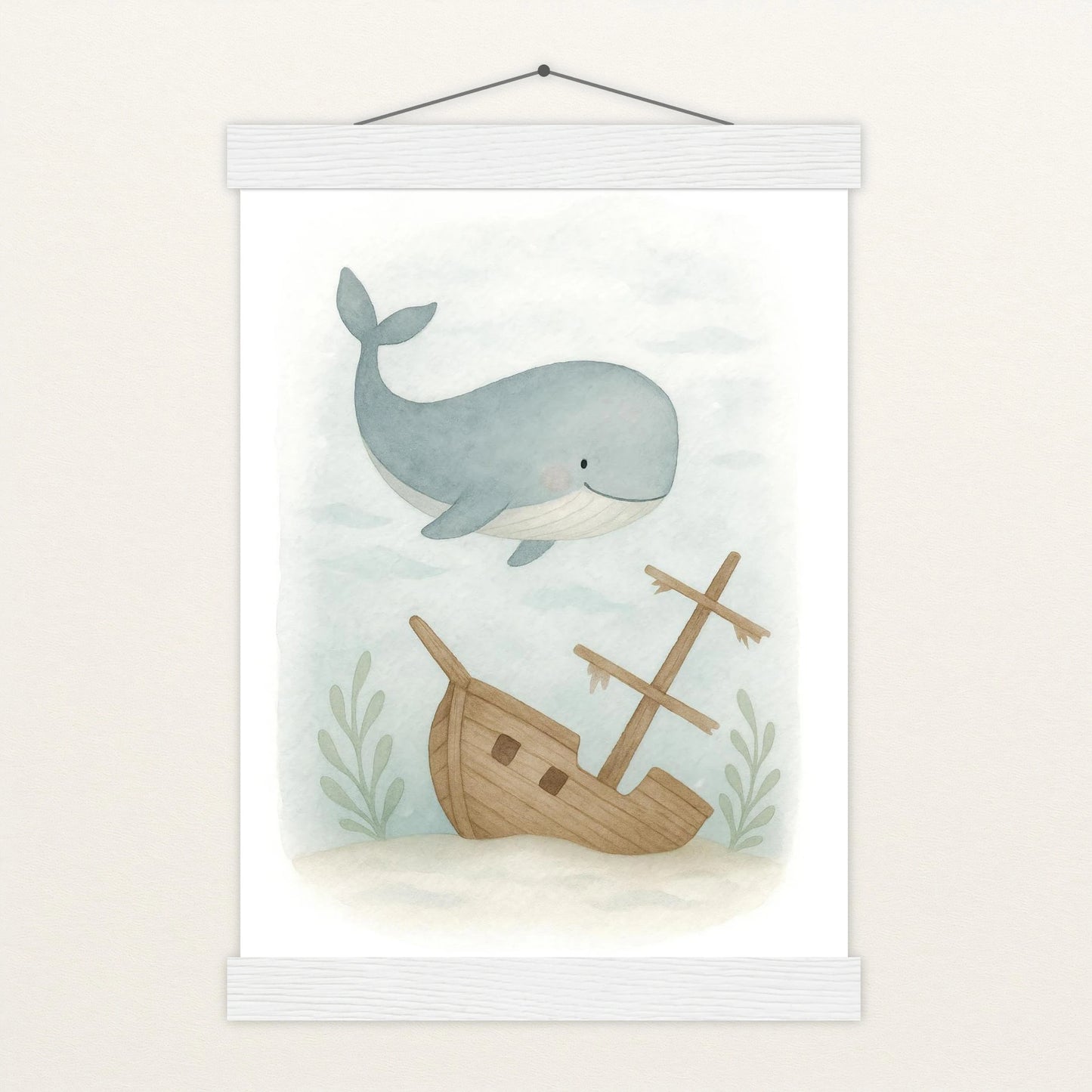 Willi der Wal - Motiv: "Schiffswrack" Poster mit Leisten von tinylearner