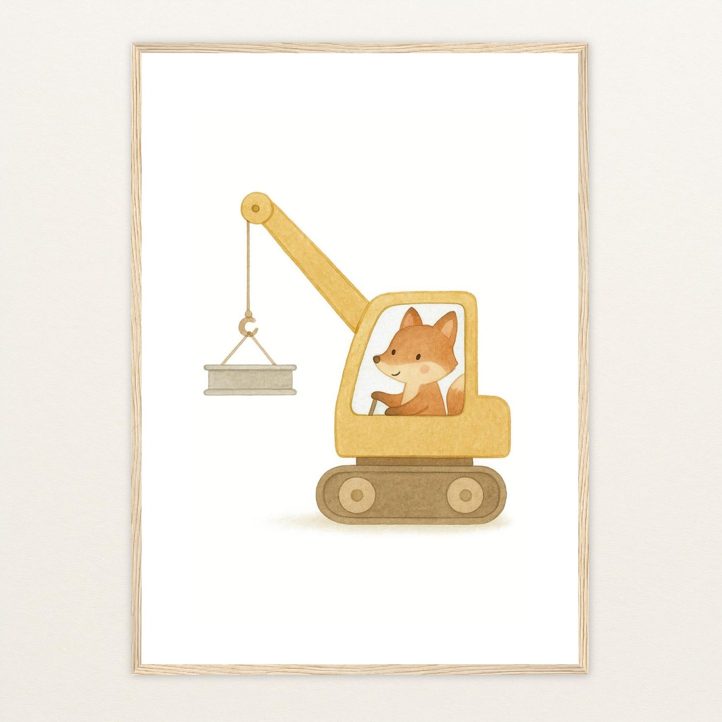 Finnegan der Fuchs - Motiv: "Kran" Poster mit Holzrahmen von tinylearner