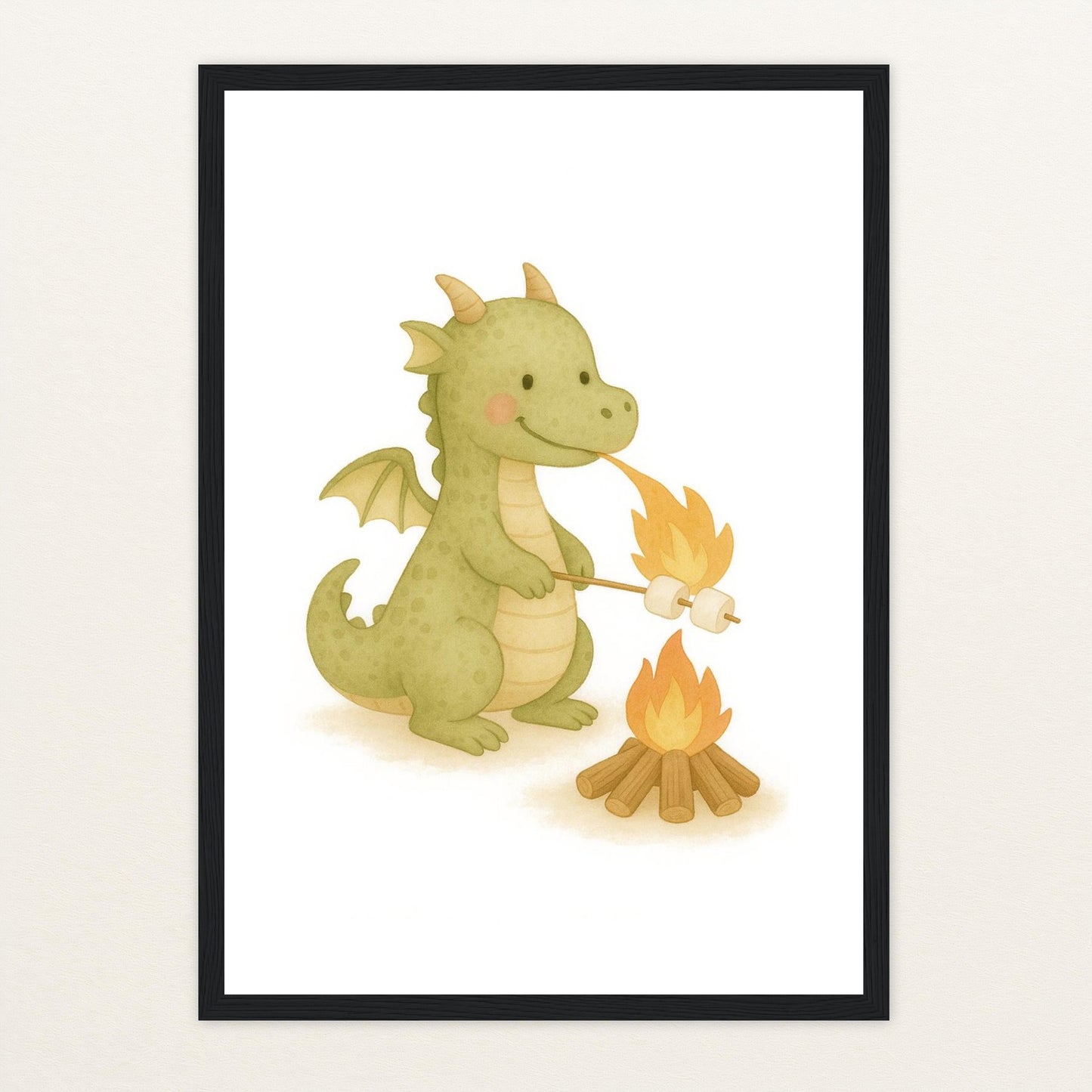 Drax der Drache - Motiv: "Marshmallows" Poster mit Holzrahmen von tinylearner