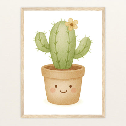 Kaktus Poster mit Holzrahmen von tinylearner