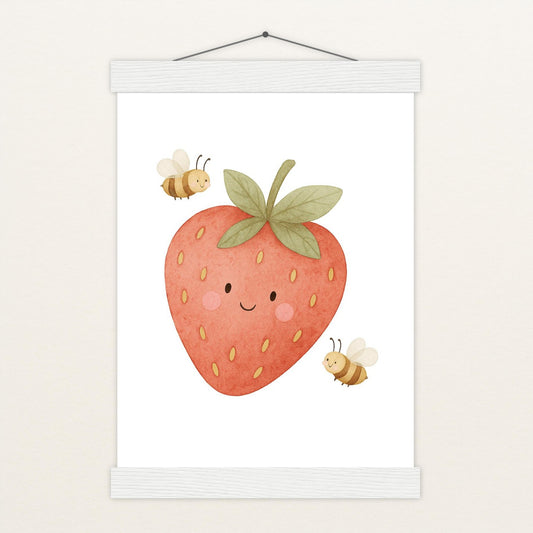 Obst: Erdbeere Poster mit Leisten von tinylearner