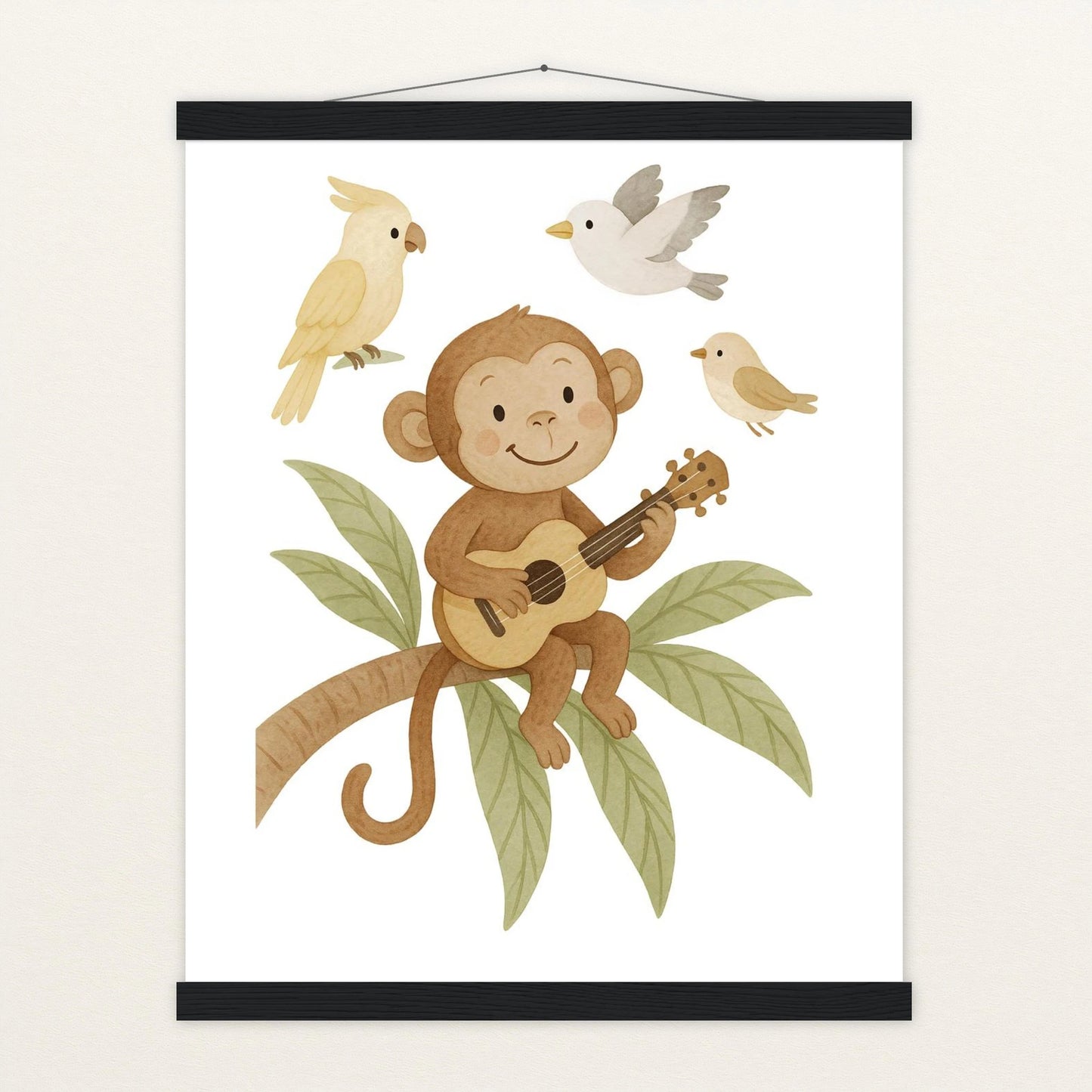 Aki der Affe - Motiv: "Ukulele" Poster mit Leisten von tinylearner