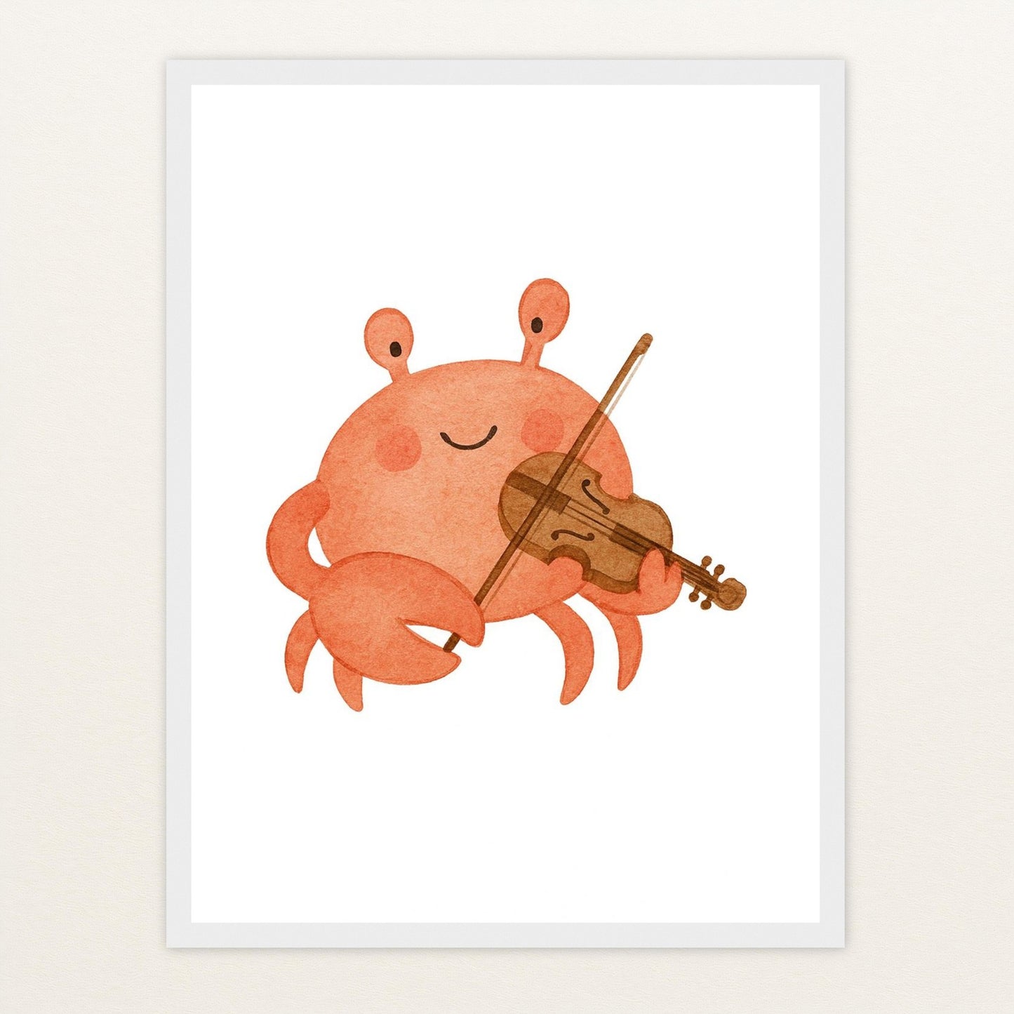 Krabbi der Krebs - Motiv: "Geige" Poster mit Holzrahmen von tinylearner