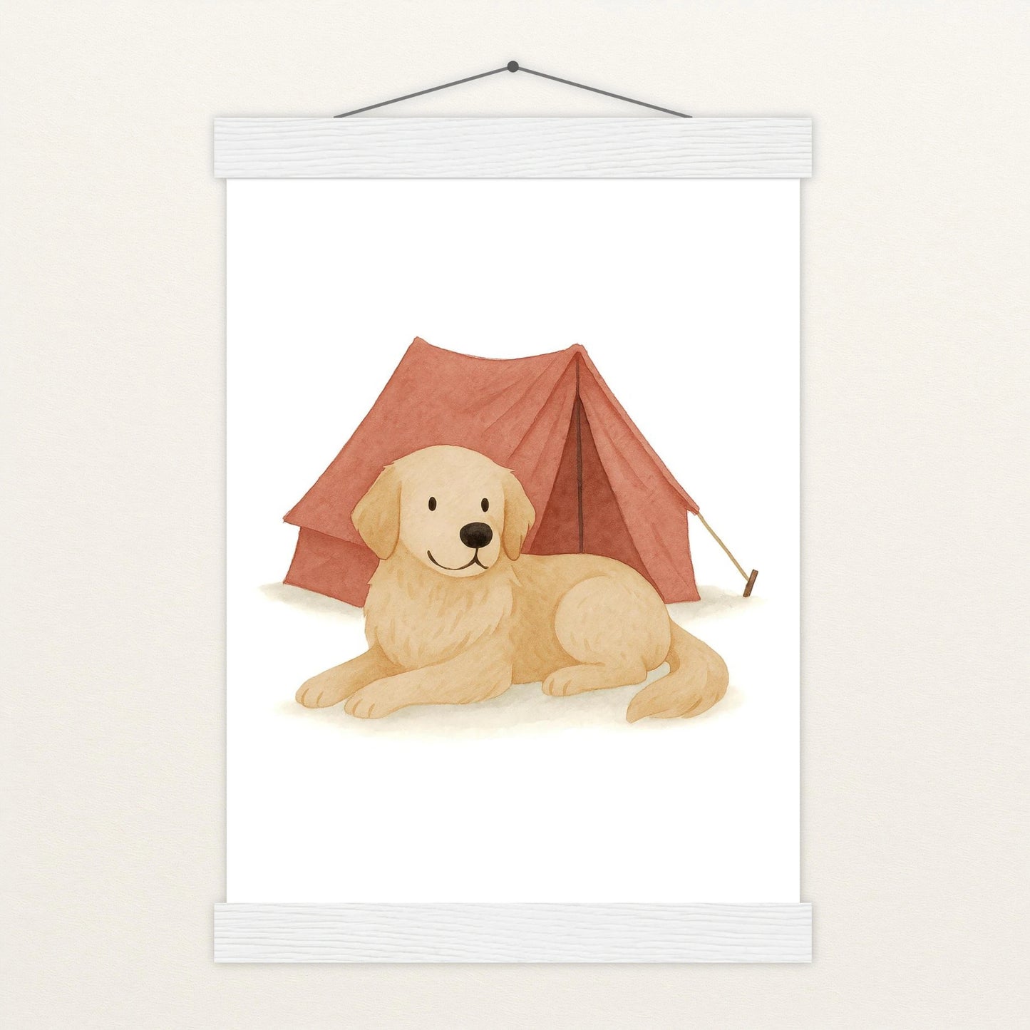 Hugo der Hund - Motiv: "Zelt" Poster mit Leisten von tinylearner