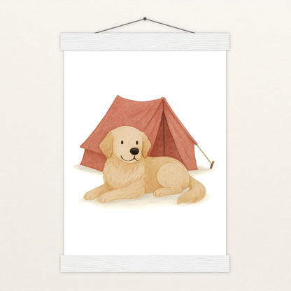 Hugo der Hund - Motiv: "Zelt" Poster mit Leisten von tinylearner