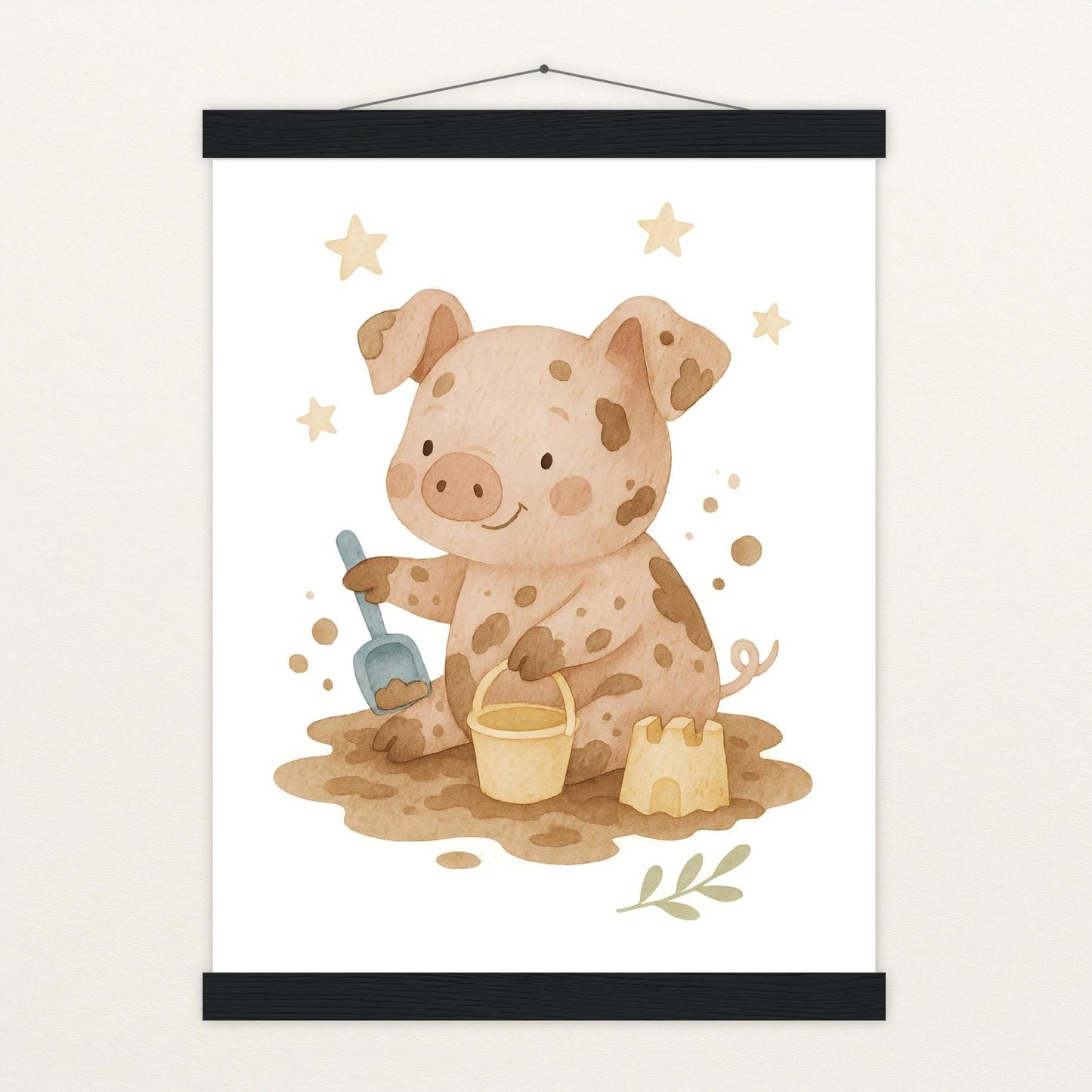 Susi das Schwein - Motiv: "Sandkasten" Poster mit Leisten von tinylearner