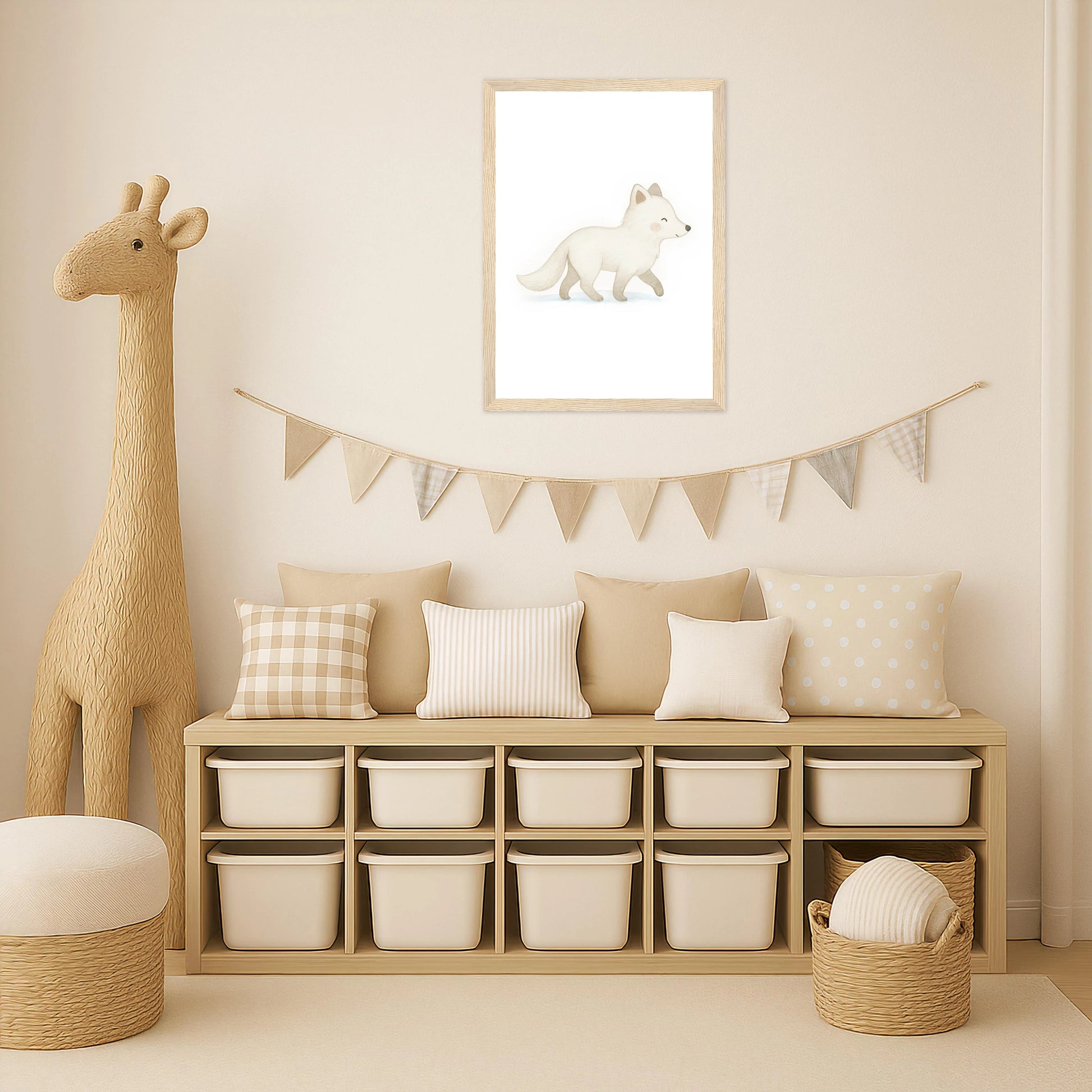 Pino der Polarfuchs Poster mit Holzrahmen von tinylearner