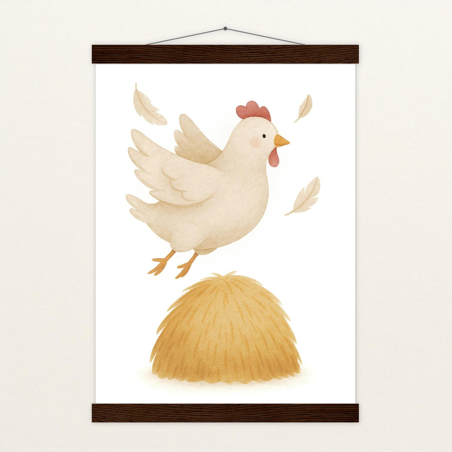 Hanni das Huhn - Motiv: "Heu" Poster mit Leisten von tinylearner