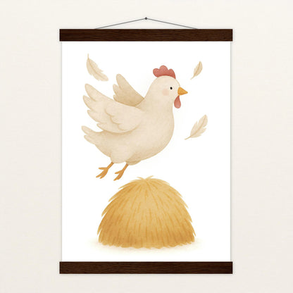 Hanni das Huhn - Motiv: "Heu" Poster mit Leisten von tinylearner