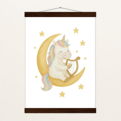 Luni das Einhorn - Motiv: "Mond" Poster mit Leisten von tinylearner