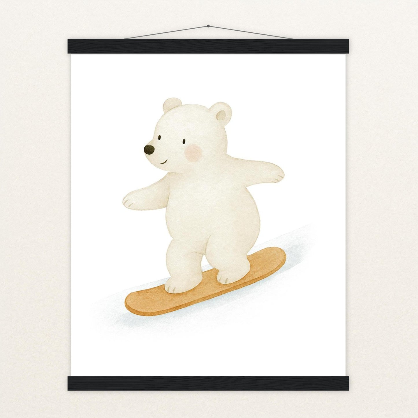 Pummel der Polarbär - Motiv: "Snowboard" Poster mit Leisten von tinylearner