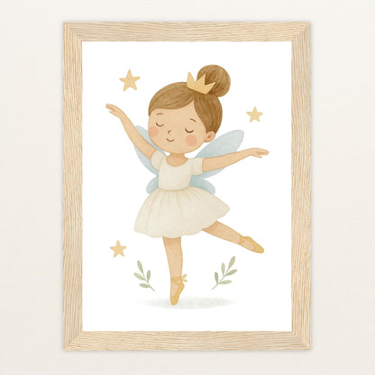 Fina die Fee - Motiv: "Ballett" Poster mit Holzrahmen von tinylearner