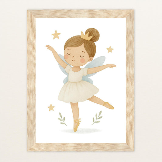 Fina die Fee - Motiv: "Ballett" Poster mit Holzrahmen von tinylearner